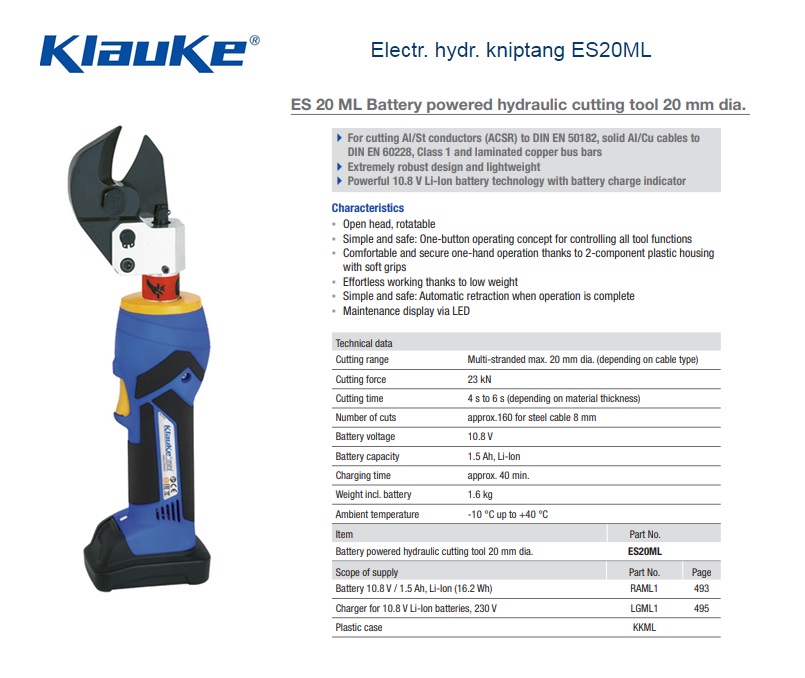 Klauke Electrisch hydraulische kabelschaar ES85CFM | DKMTools - DKM Tools