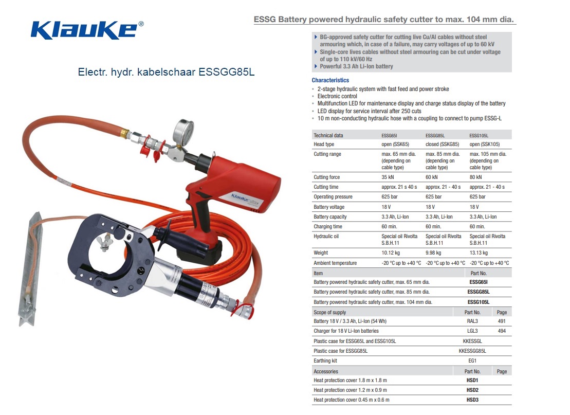 Klauke Electrisch Hydraulische kabelschaar