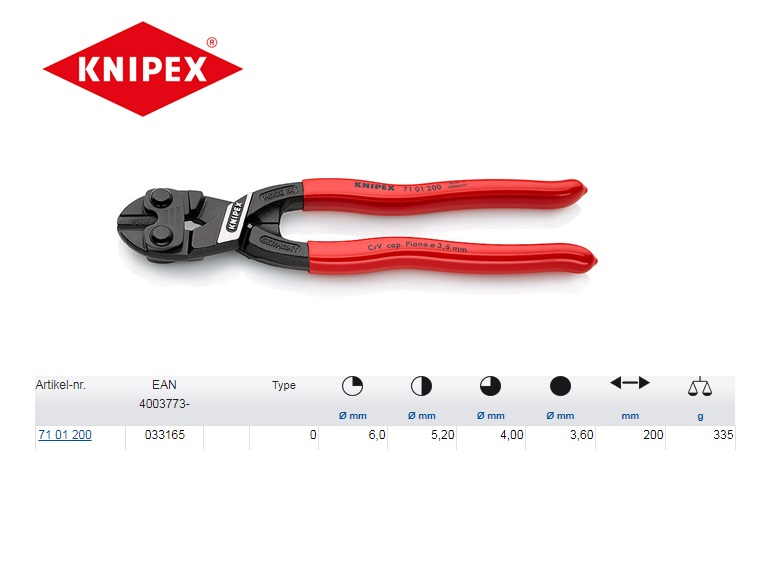 Knipex CoBolt Compacte boutensnijtang 200mm Knipex 71 32 200 T | DKMTools - DKM Tools