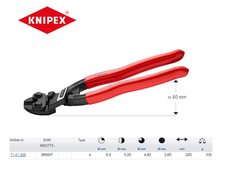 Knipex CoBolt Compacte boutensnijtang 200mm Knipex 71 41 200