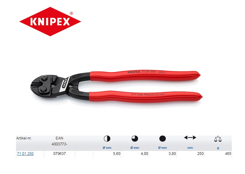 Knipex CoBolt XL Compacte boutensnijtang 250mm Knipex 71 01 250