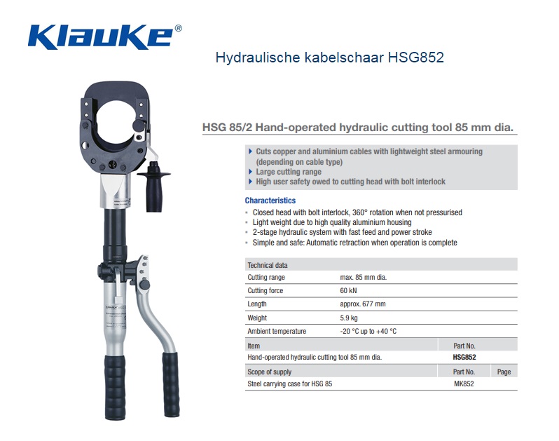 Klauke Hydraulische schaarkop SDG 85/2 | DKMTools - DKM Tools