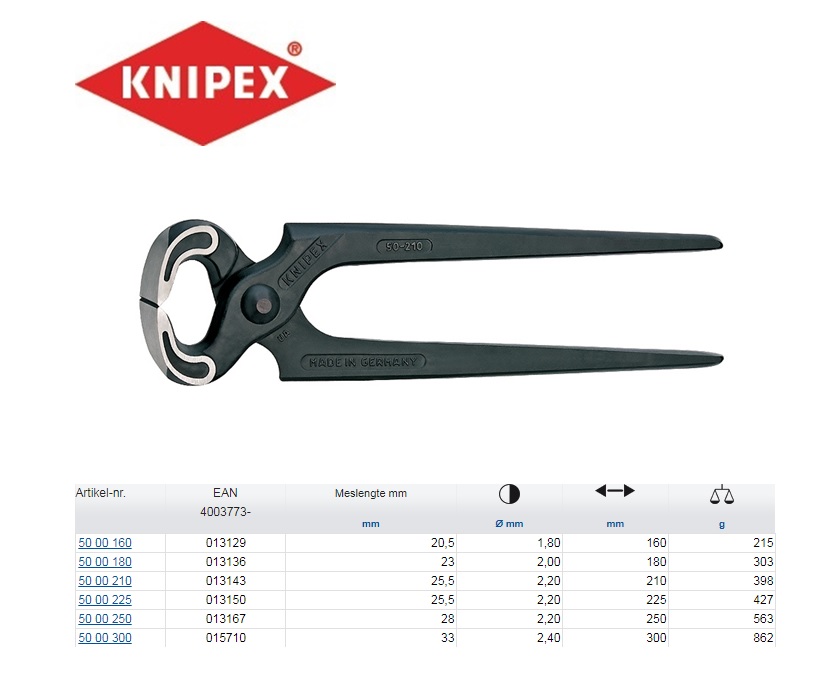 Nijptang 180mm Knipex 50 01 180 | DKMTools - DKM Tools
