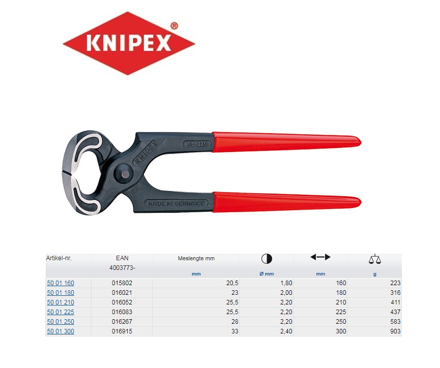 Nijptang 160mm Knipex 50 00 160 | DKMTools - DKM Tools