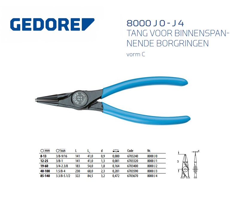 Tang voor binnenspannende borgringen, gebogen, 12-25 mm | DKMTools - DKM Tools