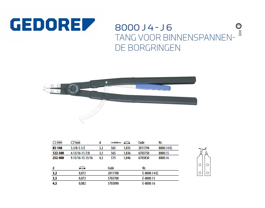 Borgringtang, 122-300 mm - 8000 J 5 - gedore 6703750 | DKMTools - DKM Tools