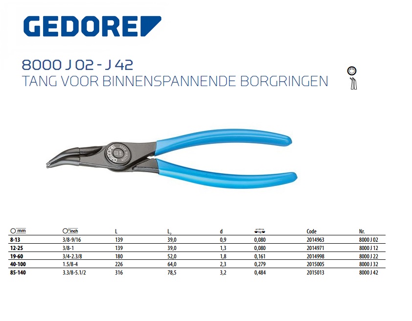 Tang voor binnenspannende borgringen 45° gebogen, 85-140 mm | DKMTools - DKM Tools