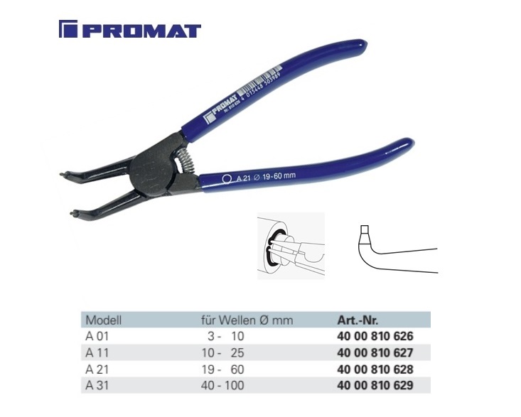 Borgveertang  A 01 3-10mm 90 voor buitenringen | DKMTools - DKM Tools