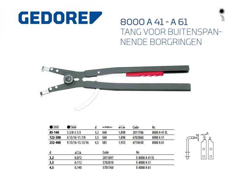 Tang voor buitenspannende borgringen, gebogen, 252-400 mm | DKMTools - DKM Tools