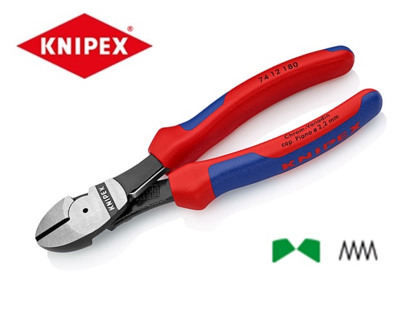 Kracht-Zijsnijtang 160mm met veer,Knipex 74 12 160