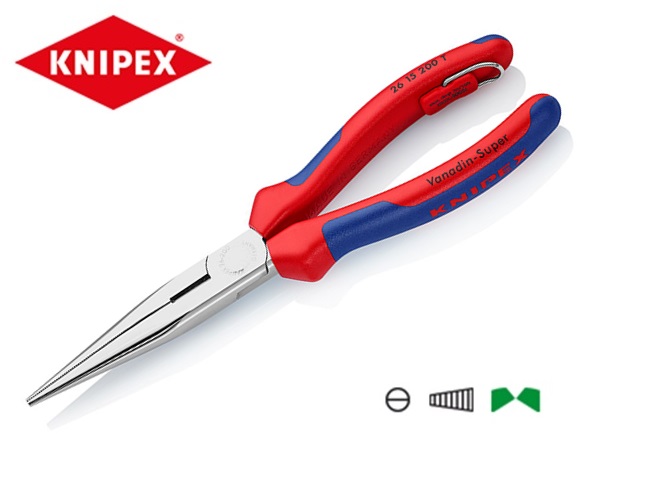 Platspitse tang 200mm met valveiligheid Knipex 26 12 200 T | DKMTools - DKM Tools