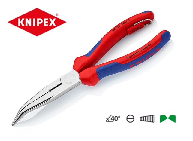 Spitsbektang 200mm plat-rond met valveiligheid Knipex 26 25 200 T