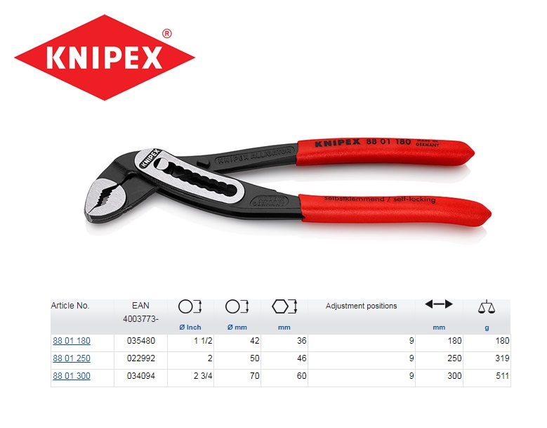 Knipex Alligator Waterpomptang 180mm