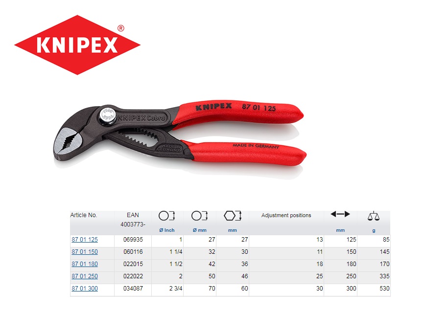 Knipex Cobra Hightech-waterpomptang 125mm