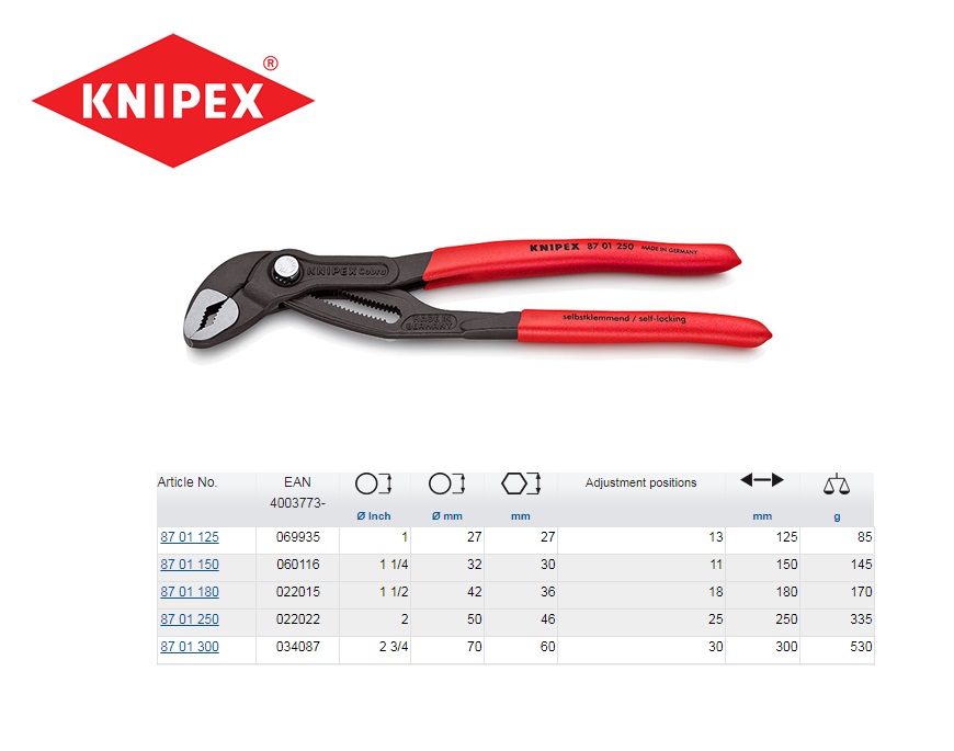 Knipex Cobra Hightech-waterpomptang 250mm