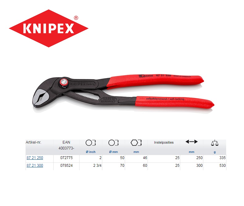 Knipex Cobra QuickSet Hightech-waterpomptang 250 mm