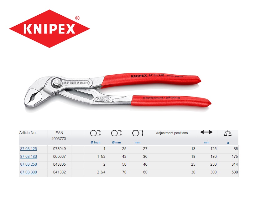 Knipex Cobra Hightech-waterpomptang 125mm