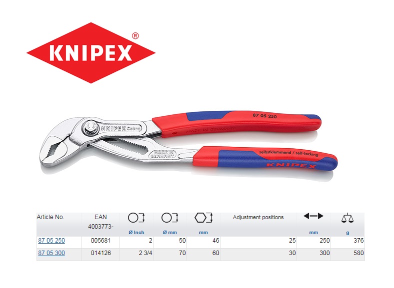 Knipex Cobra Hightech-waterpomptang 250mm verchroomd