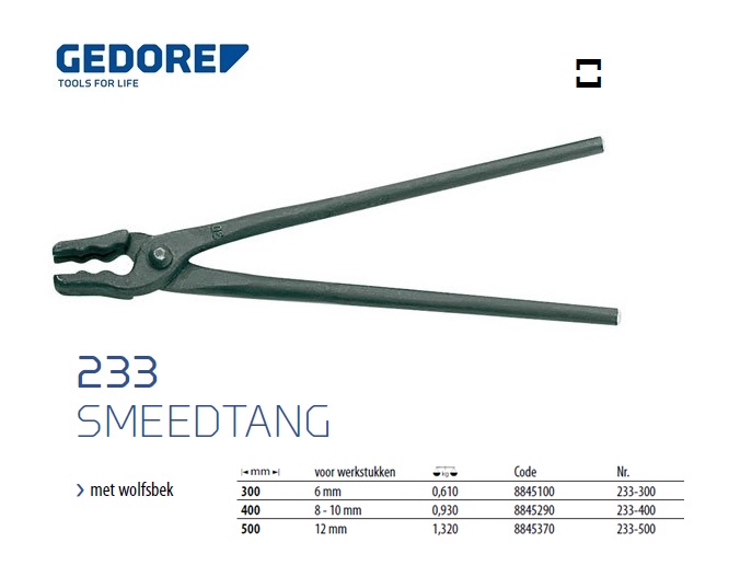 Smeedtang 300 mm met wolfsbek Gedore 8845100