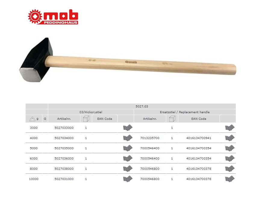 Voorhamer 6000 gr met Hickory steel | DKMTools - DKM Tools