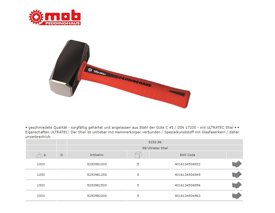 Vuisthamer ULTRATEC 1.000 G DIN 6475 | DKMTools - DKM Tools