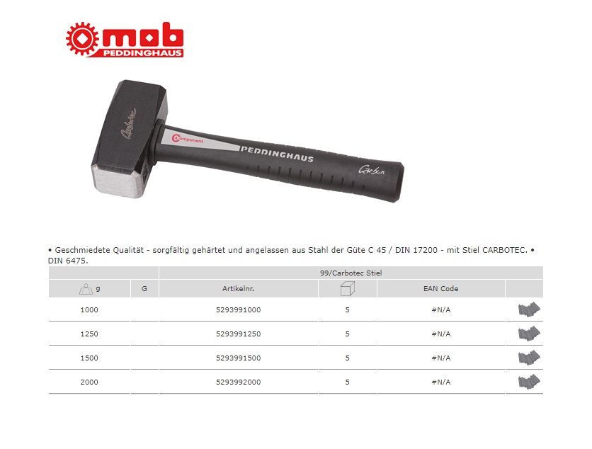 Vuisthamer CARBOTEC 1.000 G - DIN 6475