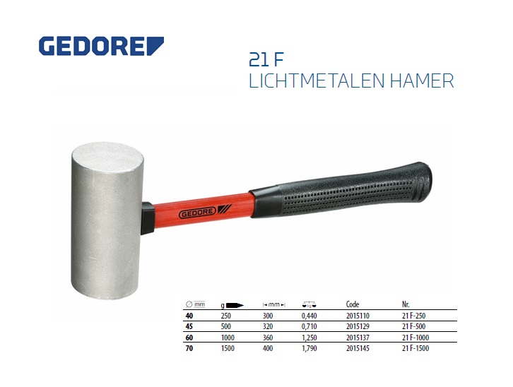Lichtmetalen hamer 500 g met Hickory steel | DKMTools - DKM Tools