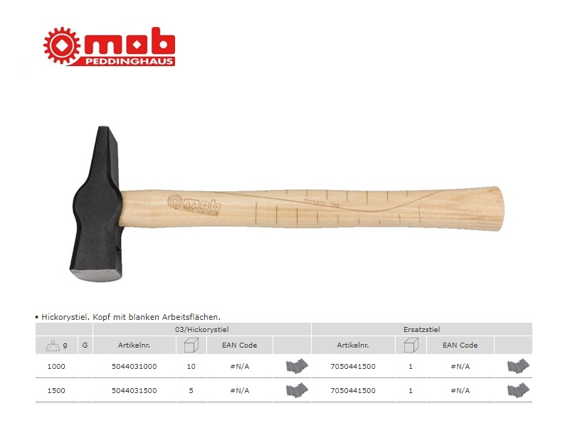 Smeedhamer 1000 G - met Hickory steel