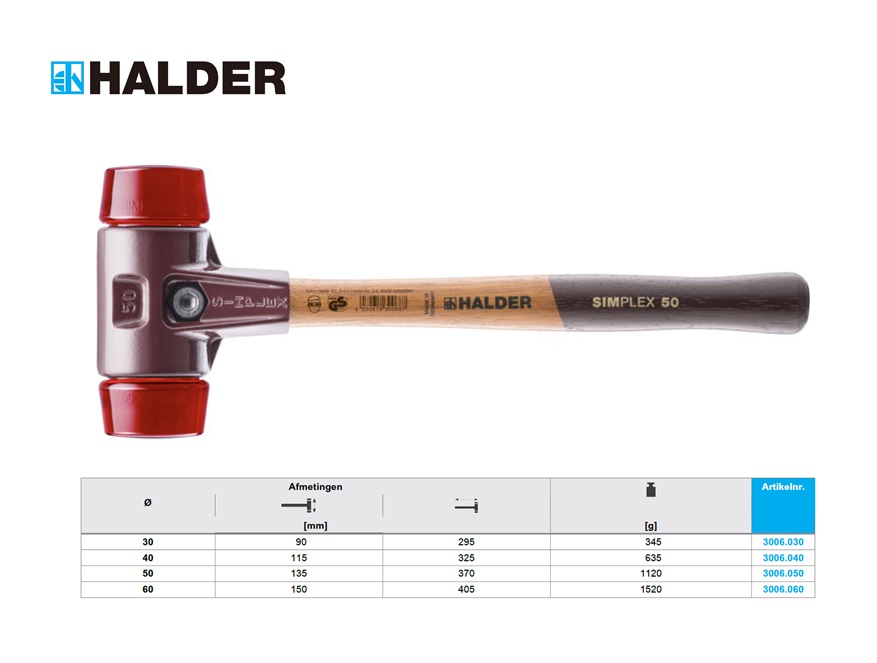 SIMPLEX-Hamers met zacht oppervlak 30mm