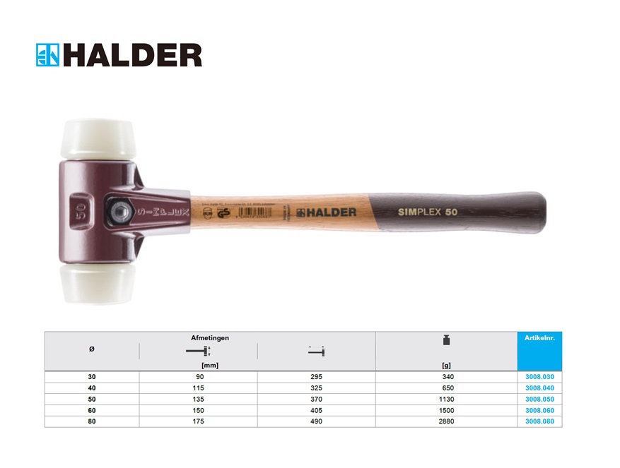 SIMPLEX-Hamers met zacht oppervlak 30mm