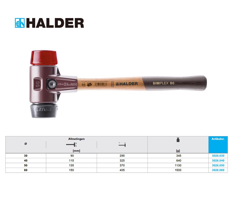 SIMPLEX-Hamers met zacht oppervlak 30mm