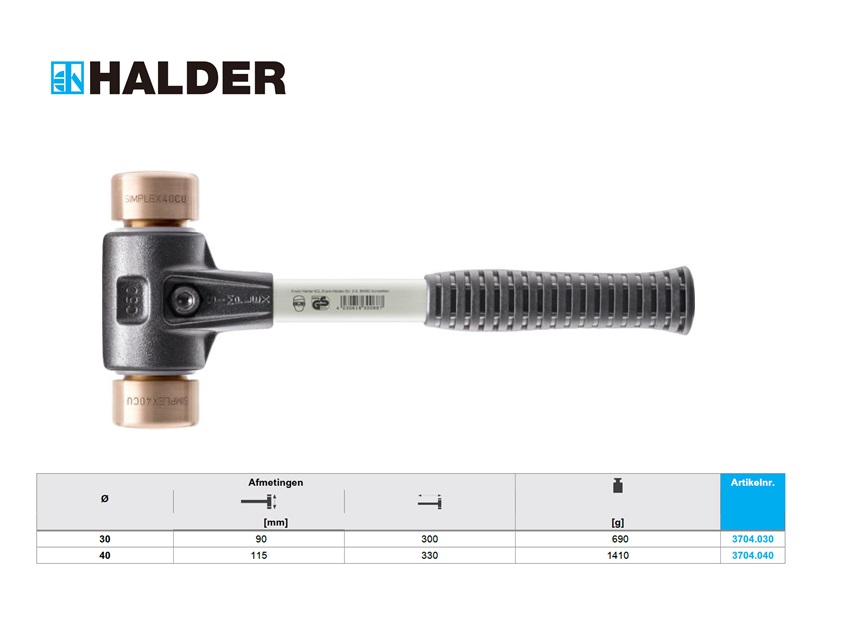 SIMPLEX-Hamer met versterkt staal behuizing 30mm