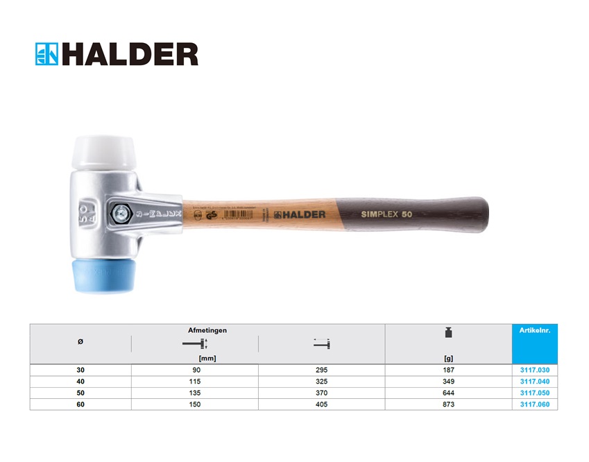 SIMPLEX-Hamers met zacht oppervlak 30mm