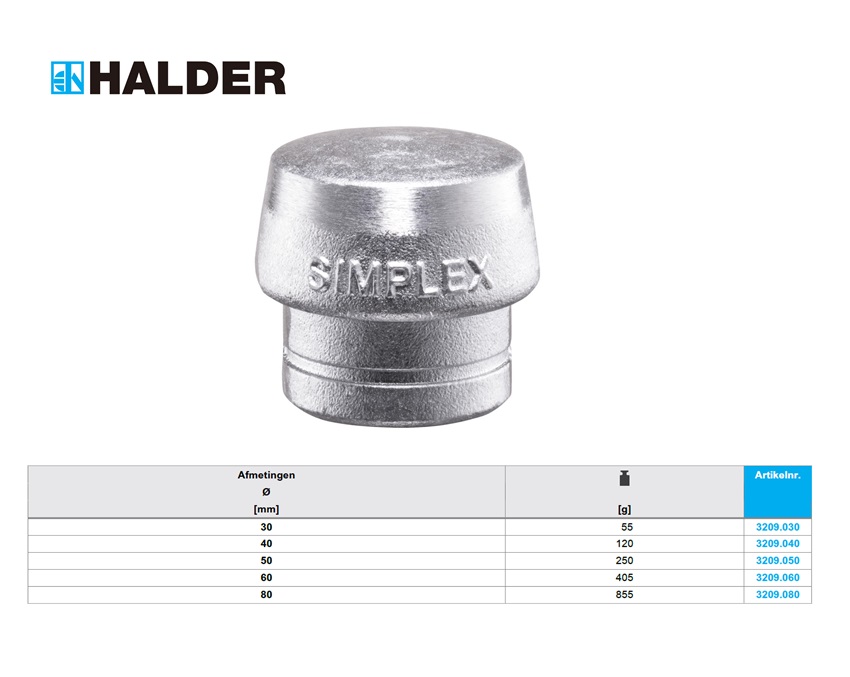SIMPLEX-inzet zacht metaal zilver 30mm
