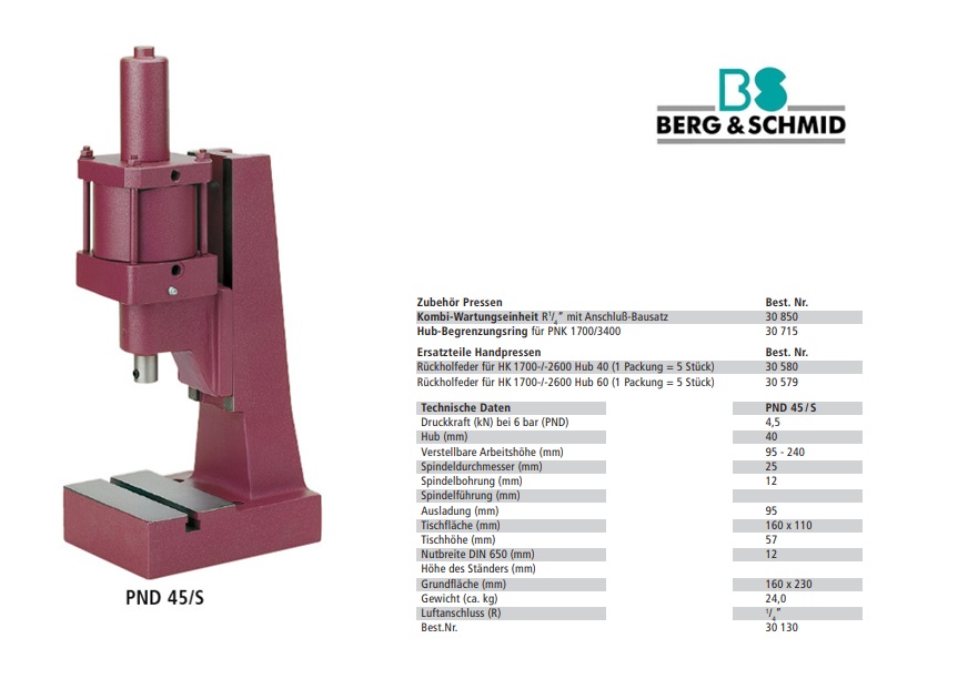 Directe pneumatische pers PND 45 - S