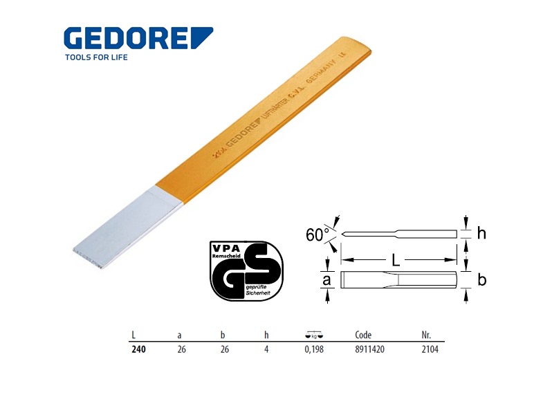 Sleuf- of carrosseriebeitel met plastic greep 240x26x7 mm | DKMTools - DKM Tools