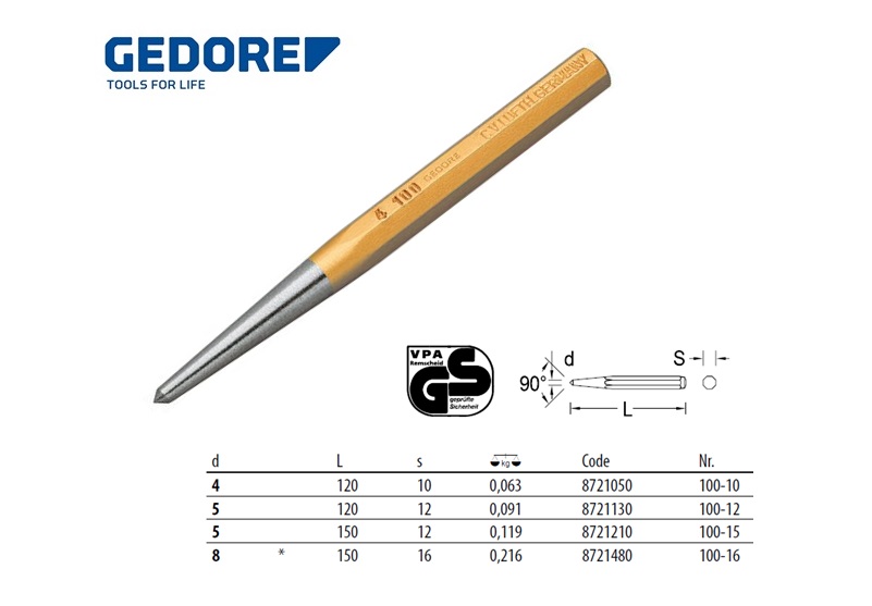 Centerpons 8-kantig 120x10x4 mm