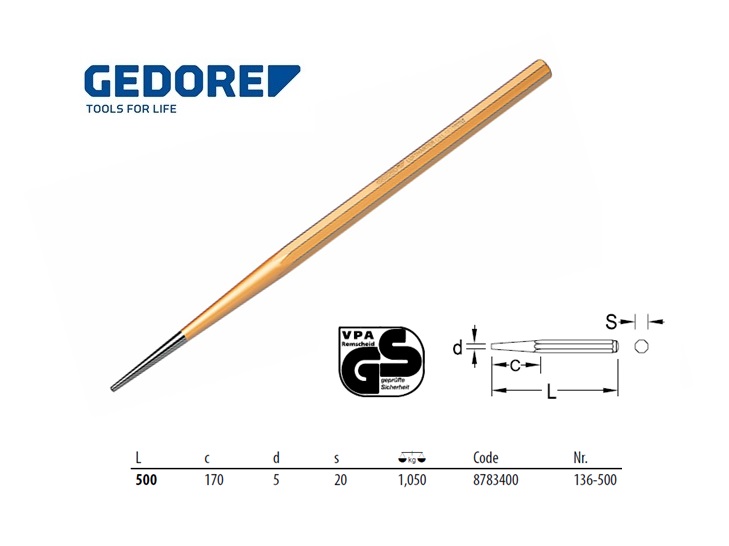 Monteerpen 500x20x5 mm