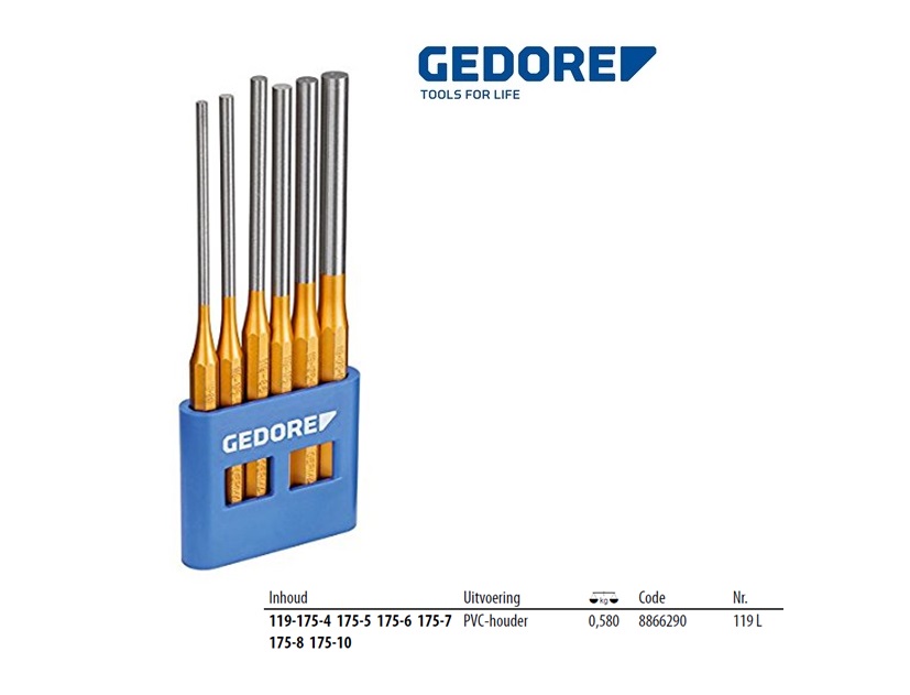 Pendrijverset lang 6-dlg, en PVC-houder | DKMTools - DKM Tools