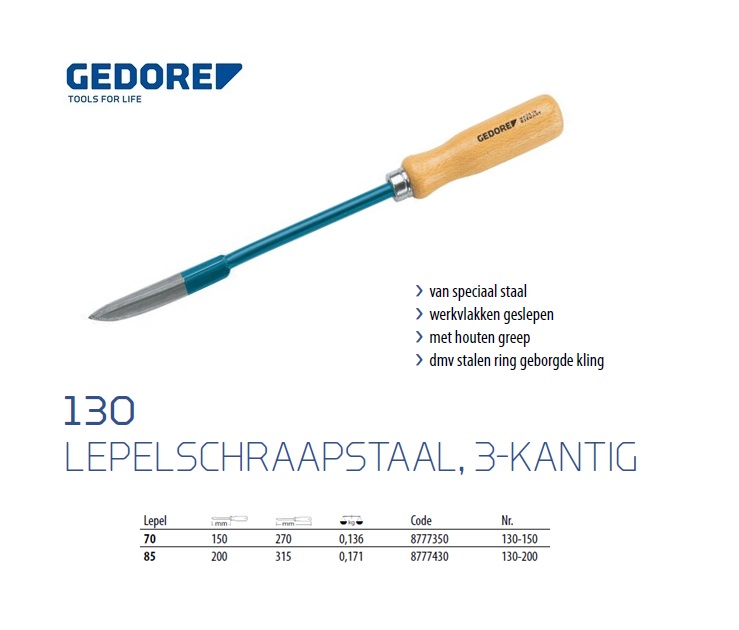 Schraapstaal, 3-kantig 150 mm Gedore 8781890 | DKMTools - DKM Tools