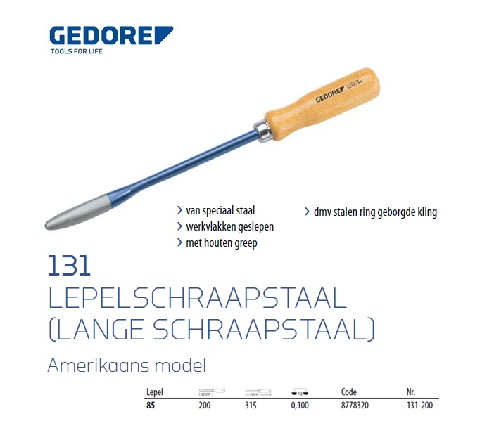 Lepelschraapstaal 200 mm Gedore 8778320