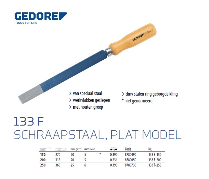 Schraapstaal, plat model 250 mm Gedore 8780730 | DKMTools - DKM Tools