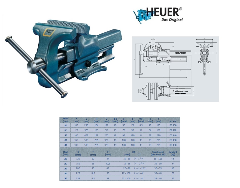 wenkbrauw bedreiging nevel BROCKHAUS Bankschroef Front 160mm - DKMTools - Bankschroeven