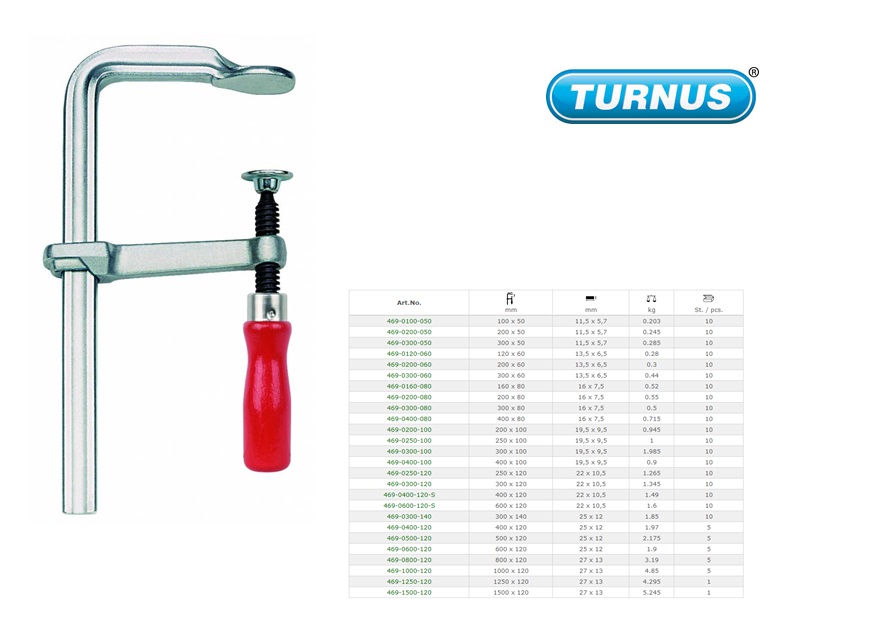 Lijmklem VIRIDIS 300x140mm geheel staal met T-greep | DKMTools - DKM Tools