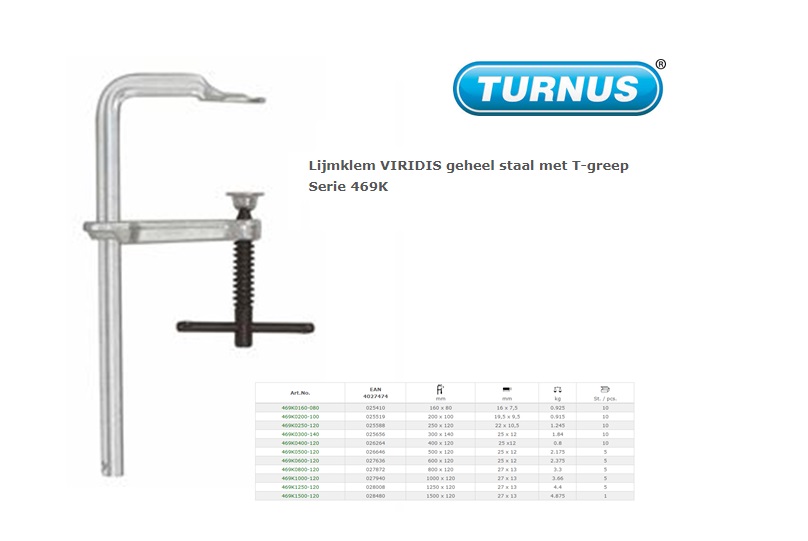 Lijmklem VIRIDIS 800 x 120mm geheel staal met 3K-greep | DKMTools - DKM Tools