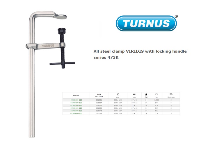 Constructieklem 300x140mm VIRIDIS zware uitvoering geheel staal met T-greep | DKMTools - DKM Tools