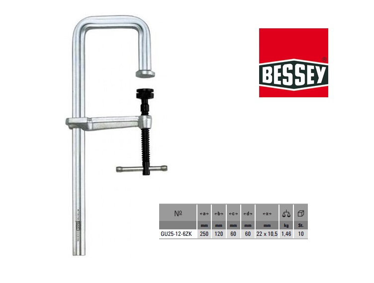 Bessey Geheel stalen lijmklem U-vorm 250x120mm