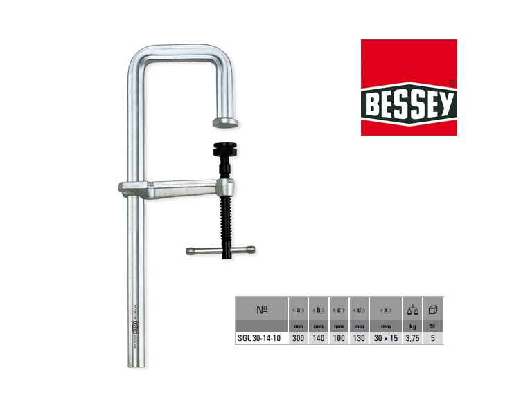 Bessey Constructielijmklem U-vorm 300x100mm