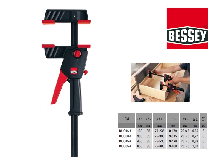 Bessey DUO30-8 Eenhand klem Spreiden en Klemmen 0-300 mm