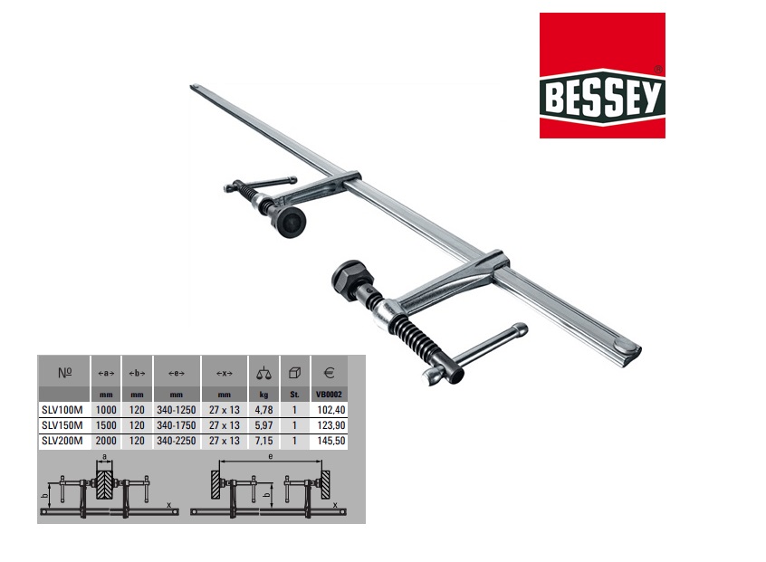Bessey Variabele constructielijmtang set 3000x140mm | DKMTools - DKM Tools